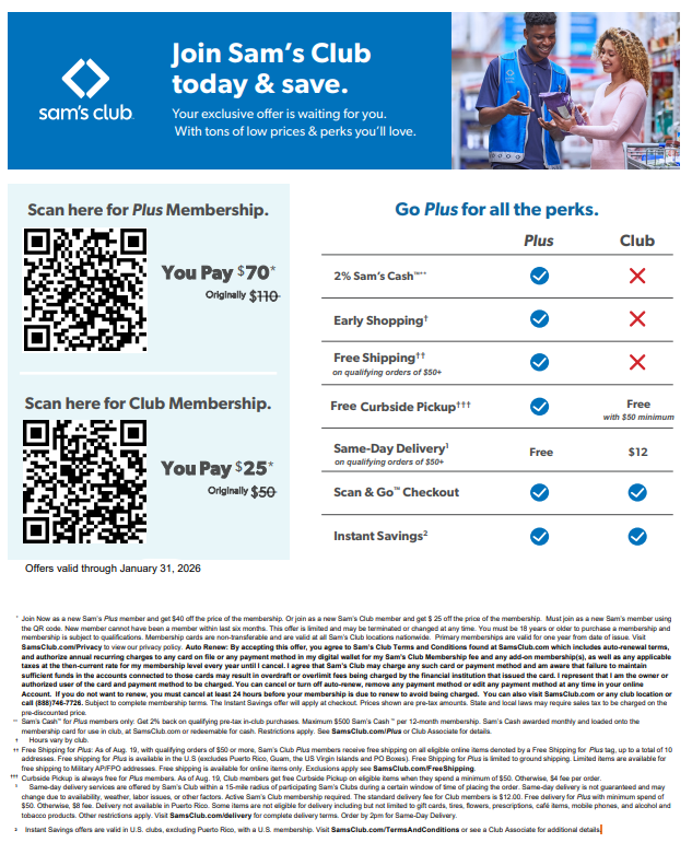 Sam's Club employee discounts